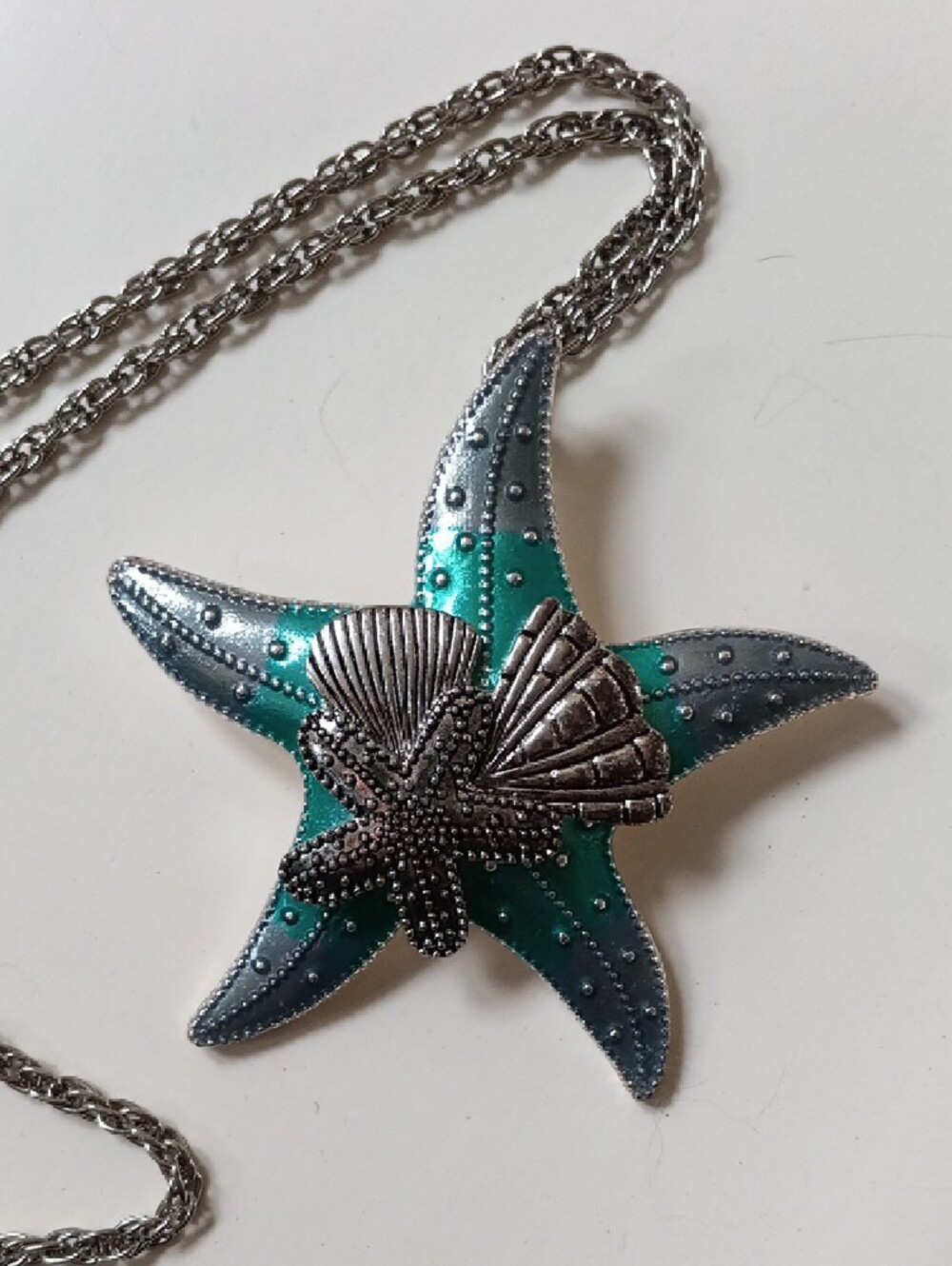 # Starfish Shell Large Pendant Statement Necklace
